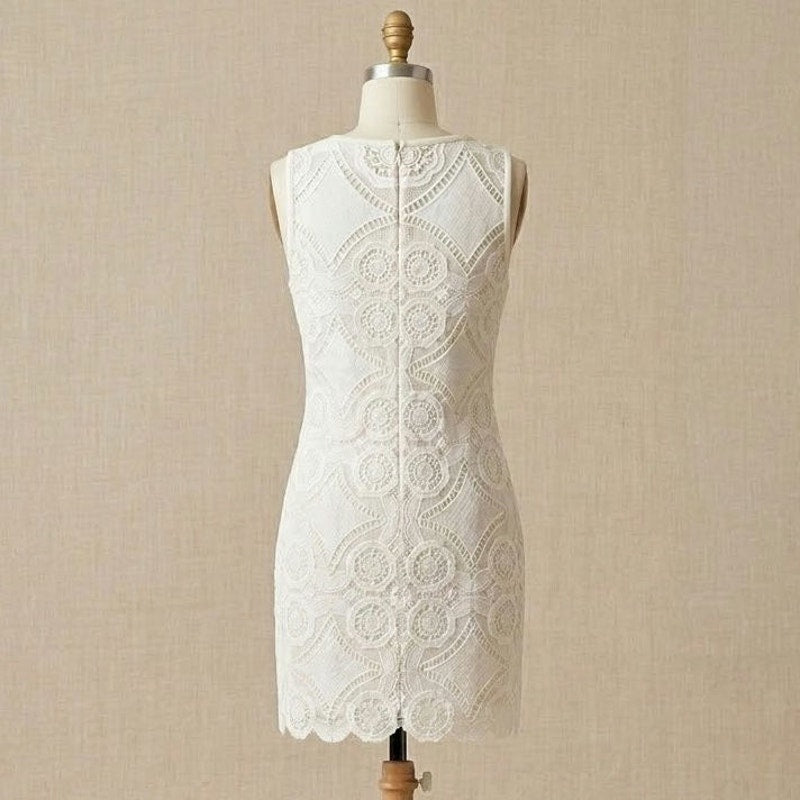 Laundry by Shelli Segal White Geometric Lace Mini Dress | Women's 6