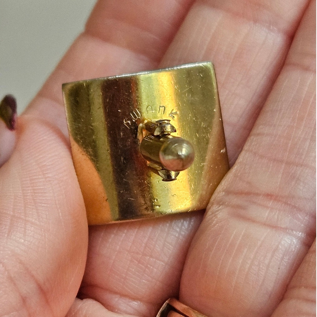 MCM Swank Engraved Square Gold Tone Cufflinks