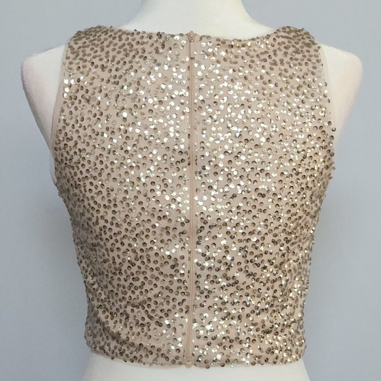 Adrianna Papell Champagne Sequin Sleeveless Evening Top | Women's 6