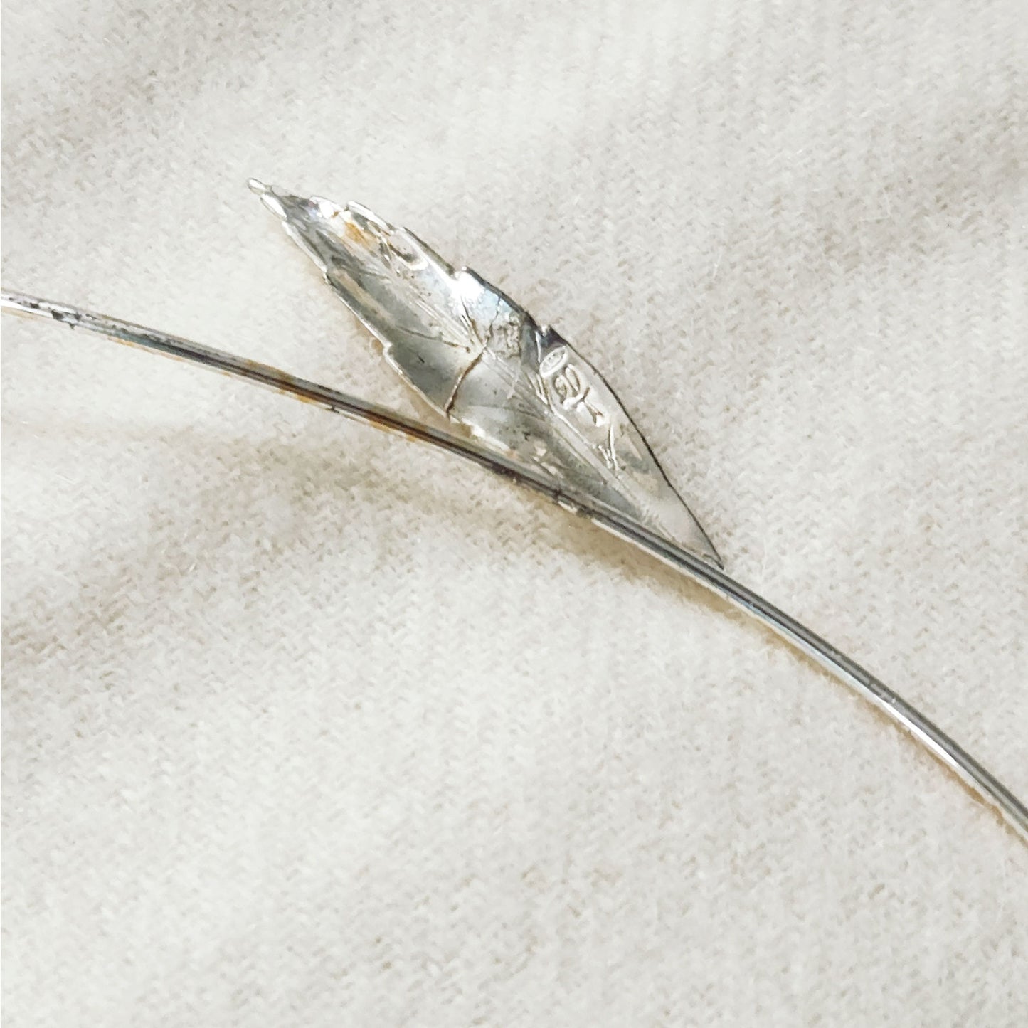 Vintage Italian .800 Silver Periwinkle Stem | Mid-Century Naturalistic Botanical