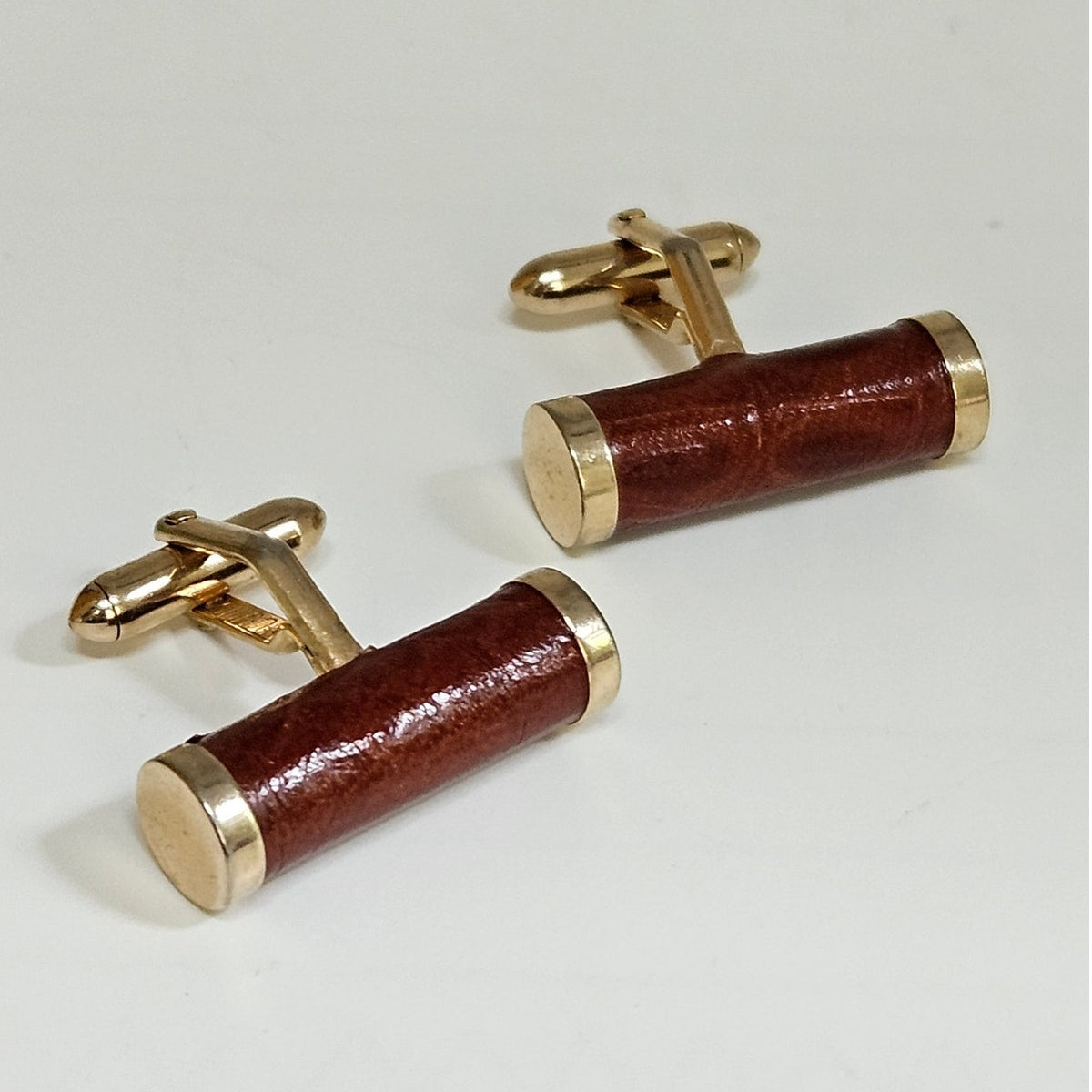 MCM Swank Brown Leather Cufflinks