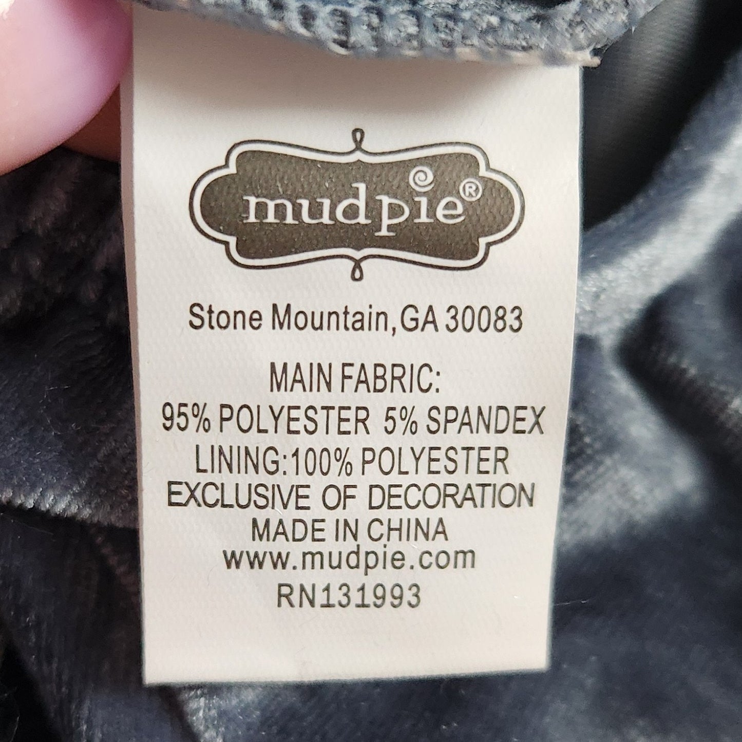 Mud Pie	Blue Velvet Baby Romper | Long Sleeve Ruffle One Piece | NWT | Size 3-6M