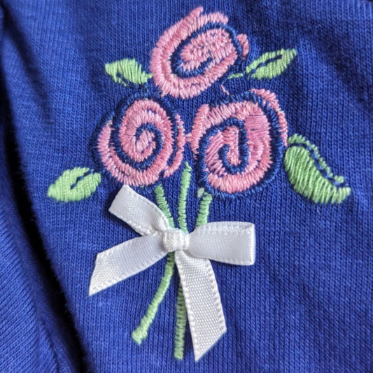 Vintage 1980s Carter's Toddler Blue Rose Bouquet Cardigan Blouse | Girls 3T
