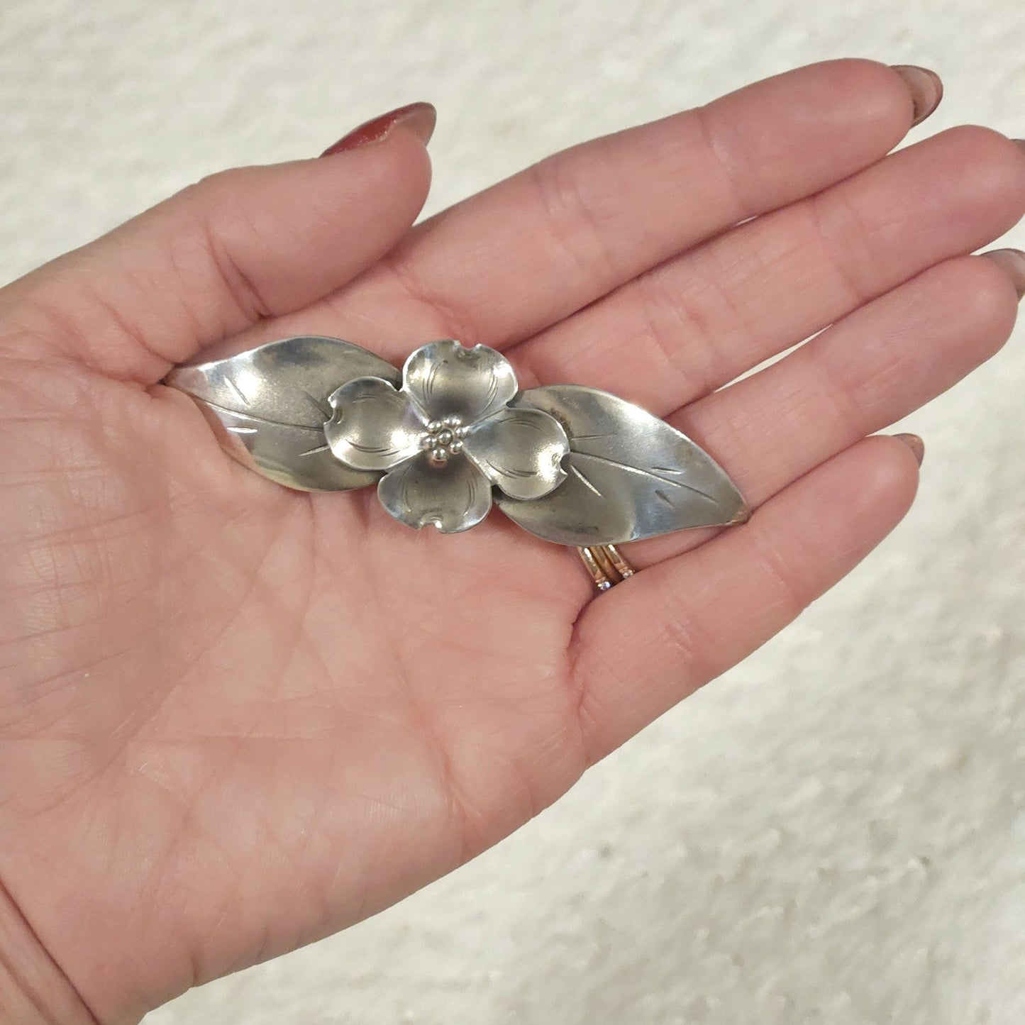 1940s Stuart Nye Sterling Silver Dogwood Brooch