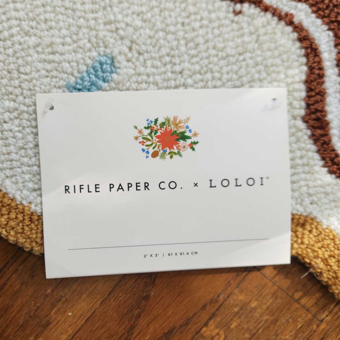 NWT Rifle Paper Co. × Loloi Holiday Gingerbread Hooked Accent Rug 2'x3'
