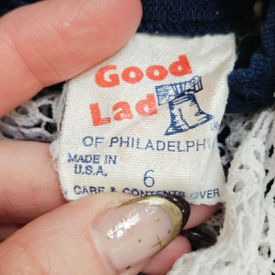 1980s Good Lad Navy Velvet Dress | Girls 6