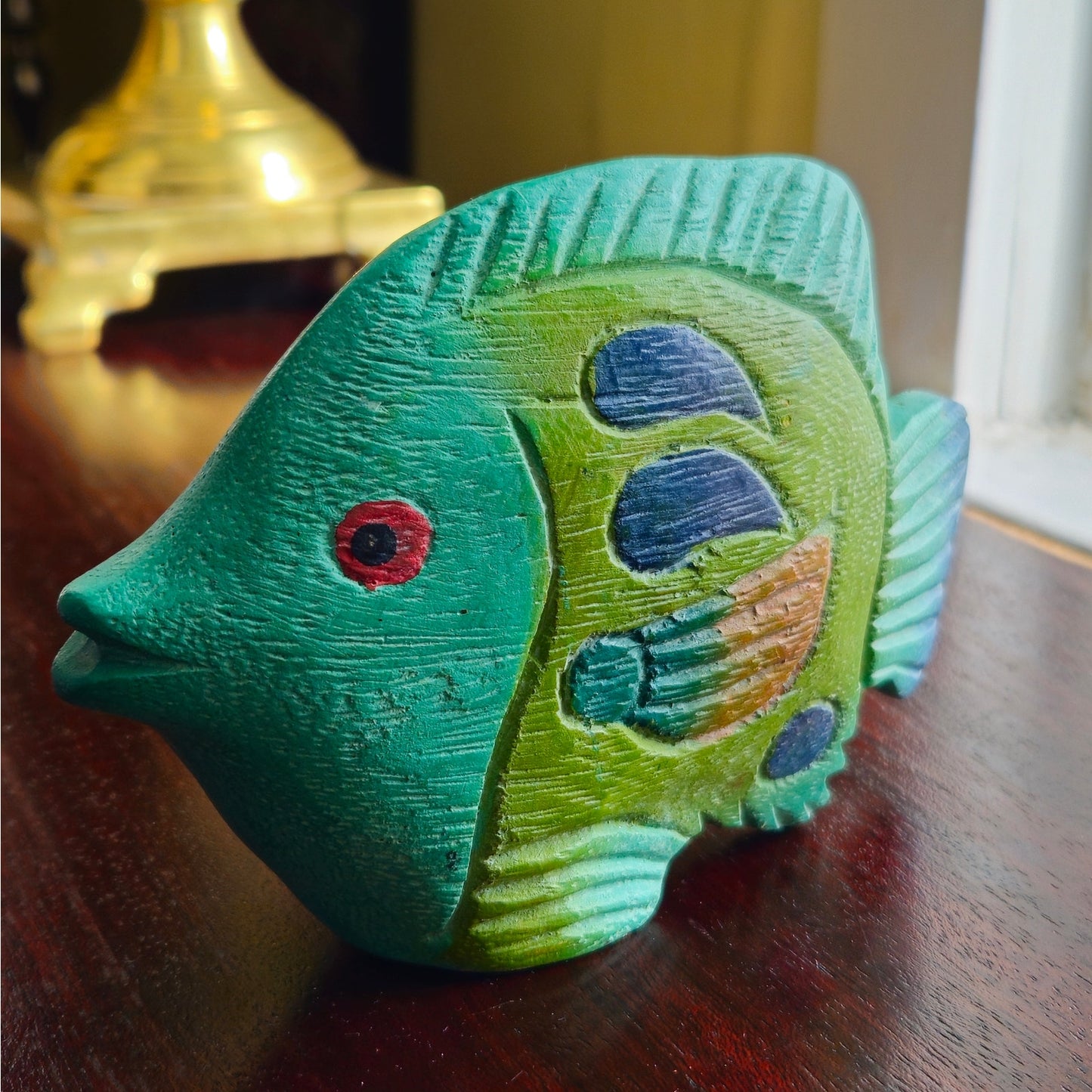 Vintage Mid-Century Hand-Carved Wooden Fish Figurine | 1960s–70s Coastal Art