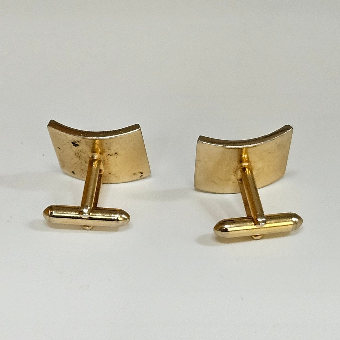MCM Swank Engraved Square Gold Tone Cufflinks