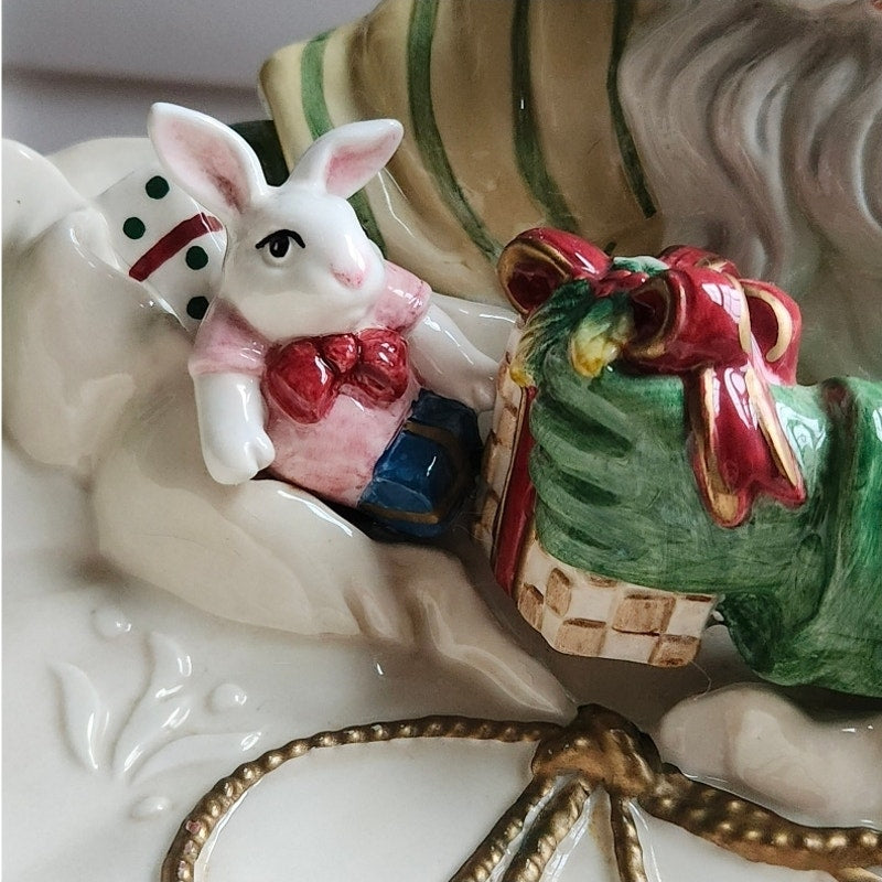 Fitz & Floyd Classics Santa Serving Bowl | Vintage 1990s Holidays Centerpiece