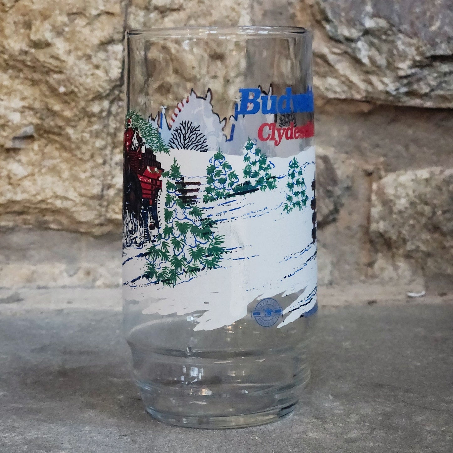 Vintage Budweiser Clydesdales Glasses | 6 Anheuser-Busch Winter Scene Christmas