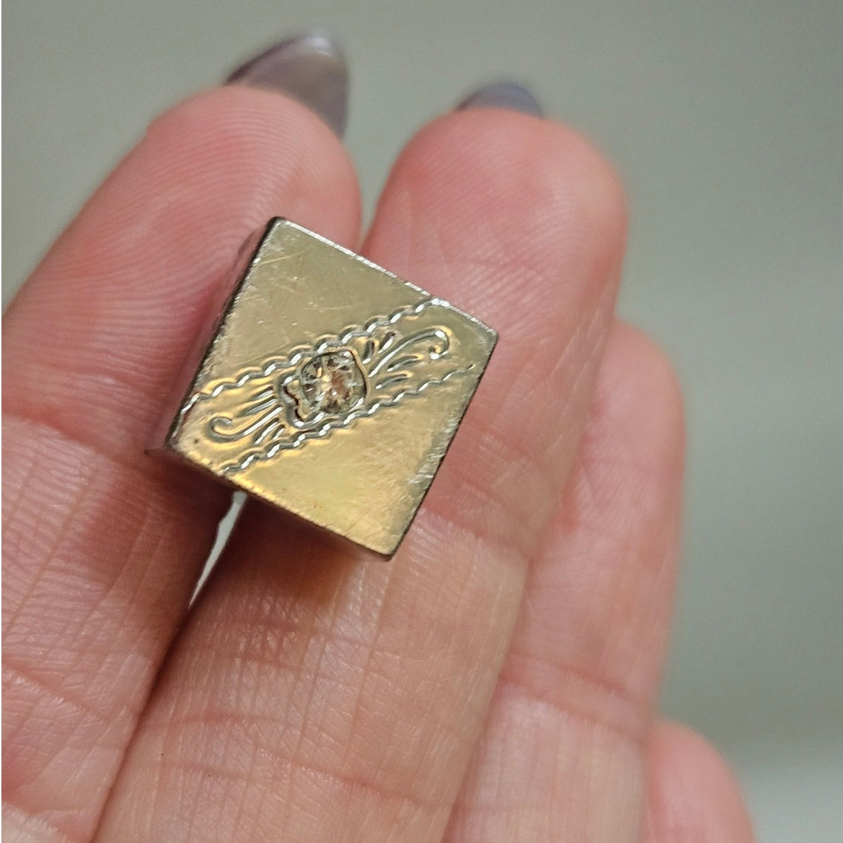 MCM Silver Tone & Rhinestone Cube Cufflinks