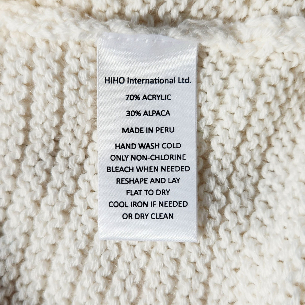 HIHO Tortola BVI Cream Alpaca Sweater | Women's M