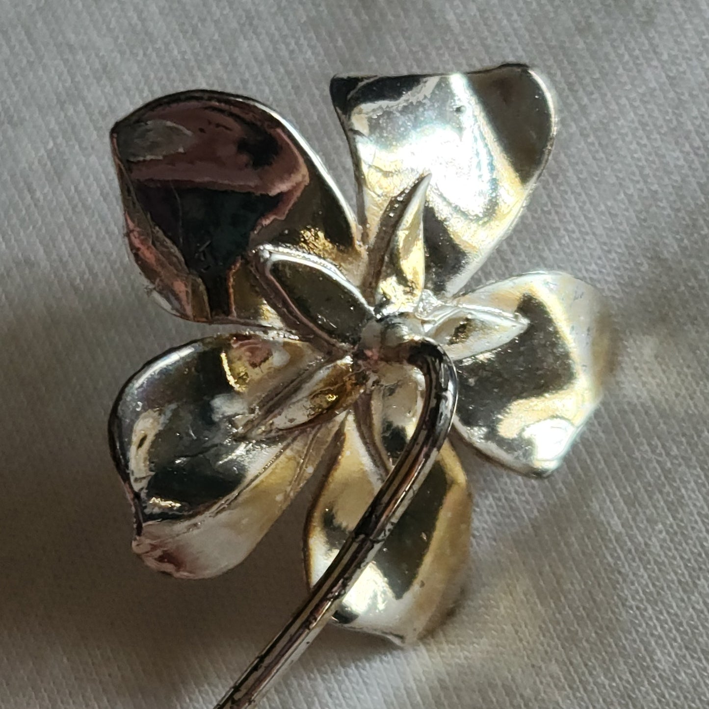 Vintage Italian .800 Silver Periwinkle Stem | Mid-Century Naturalistic Botanical