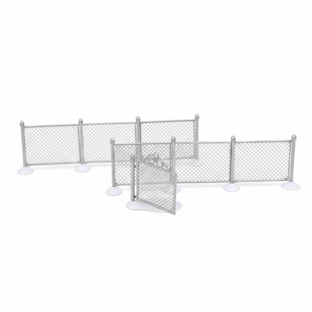 Vintage Department 56 Chain Link Fence With Gate | Set of 3 Metal Accessories