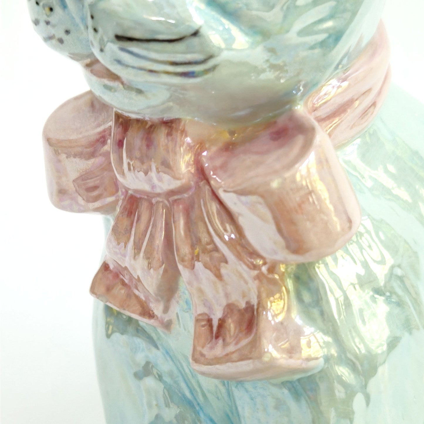 1960s Iridescent Blue Ceramic Cat Figurine