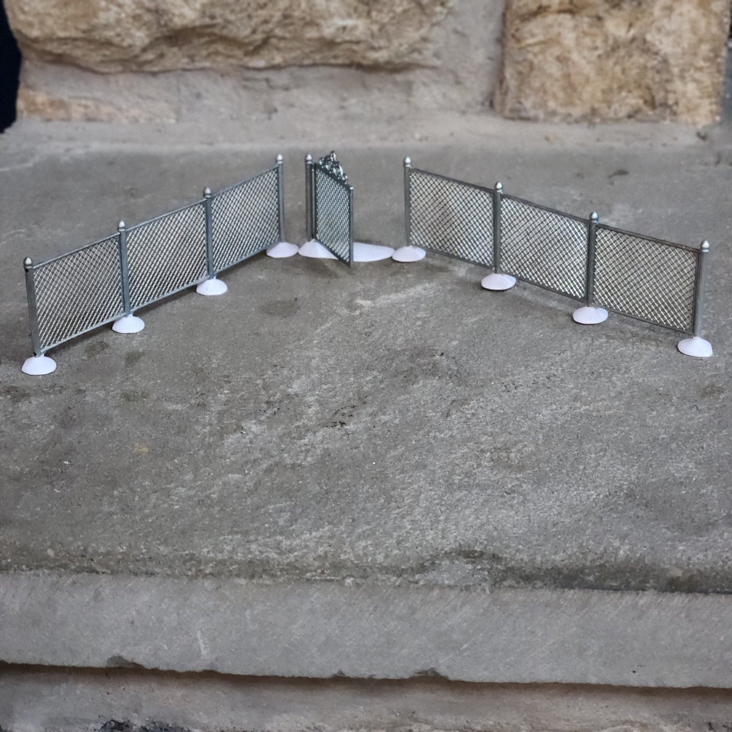 Vintage Department 56 Chain Link Fence With Gate | Set of 3 Metal Accessories