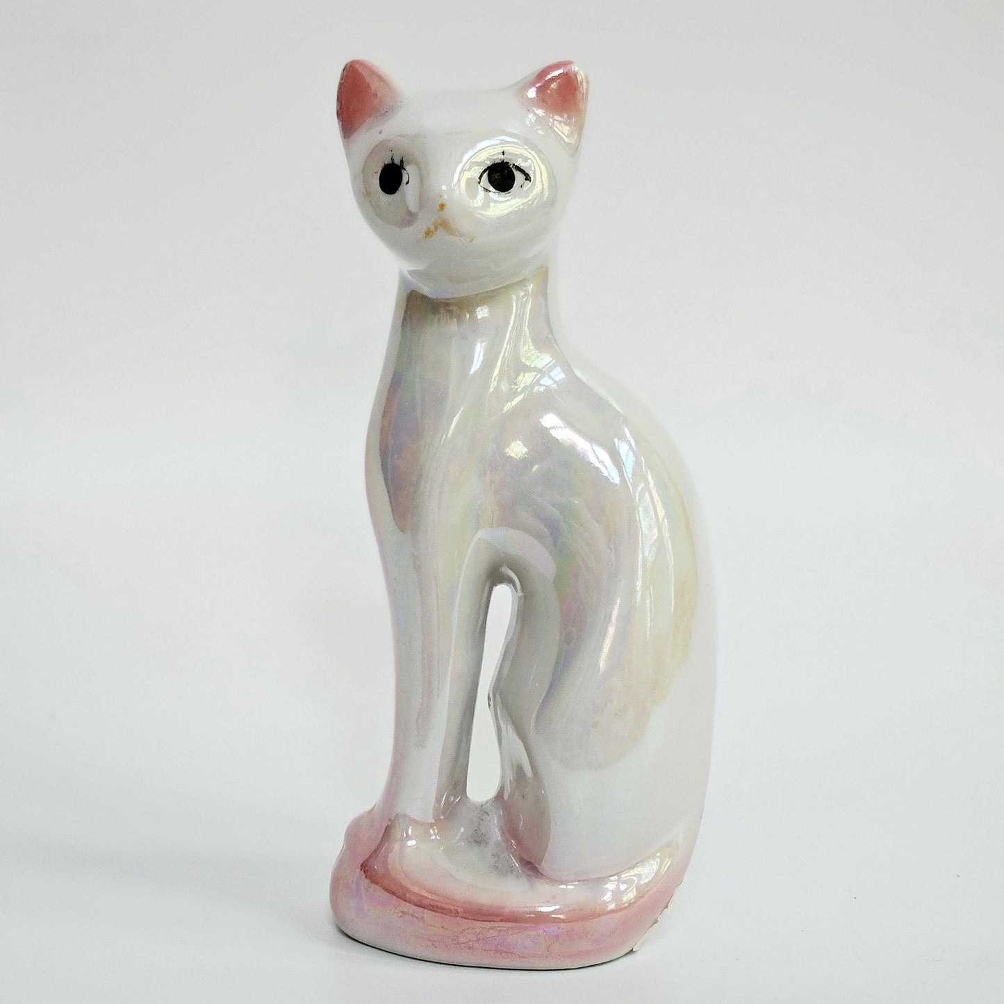 Mid-Century Iridescent Lustre Glaze Cat Figurine