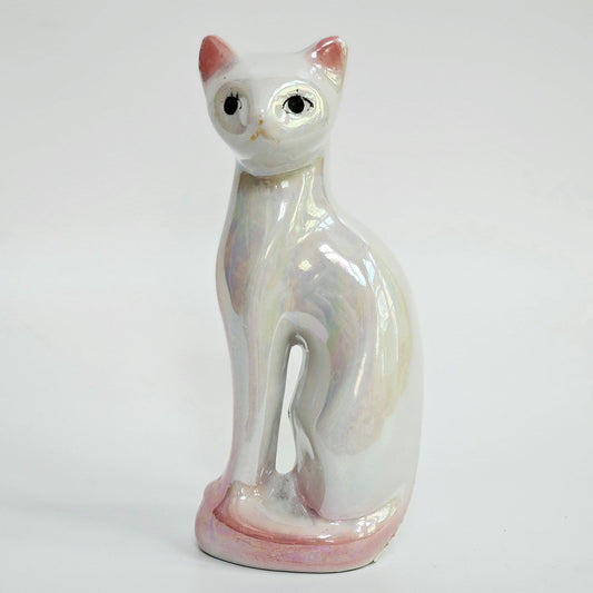 Mid-Century Iridescent Lustre Glaze Cat Figurine