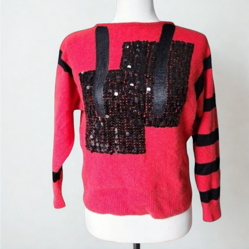 1980s Tricoville Angora Lambswool Sequin Sweater | Women's S
