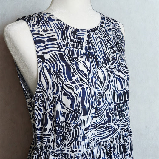Tyler Böe Blue & White Seashell Print Rachel Maxi Dress Women's Small