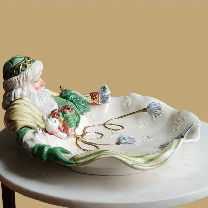 Fitz & Floyd Classics Santa Serving Bowl | Vintage 1990s Holidays Centerpiece