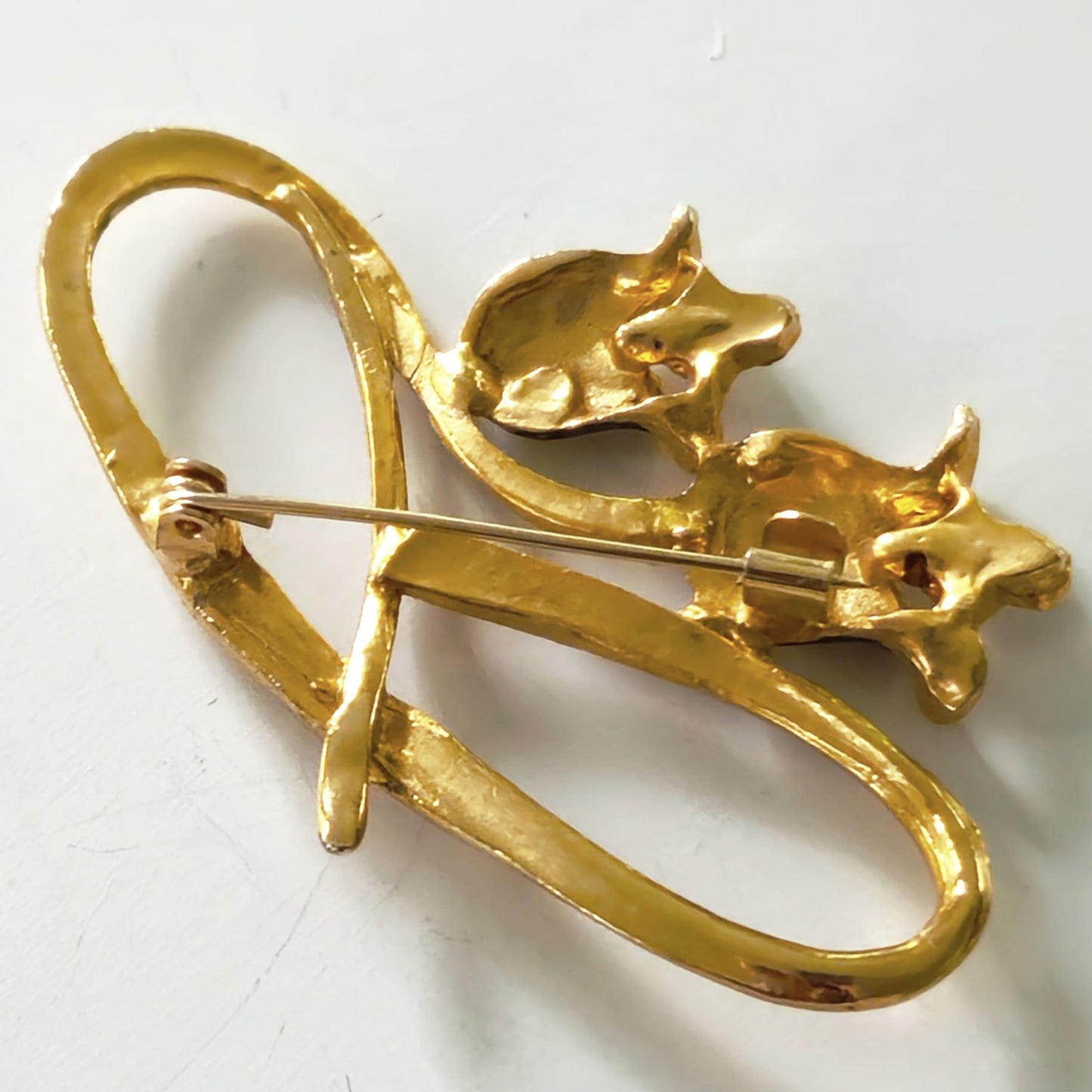 Mid-Century Gold Tone Floral Brooch
