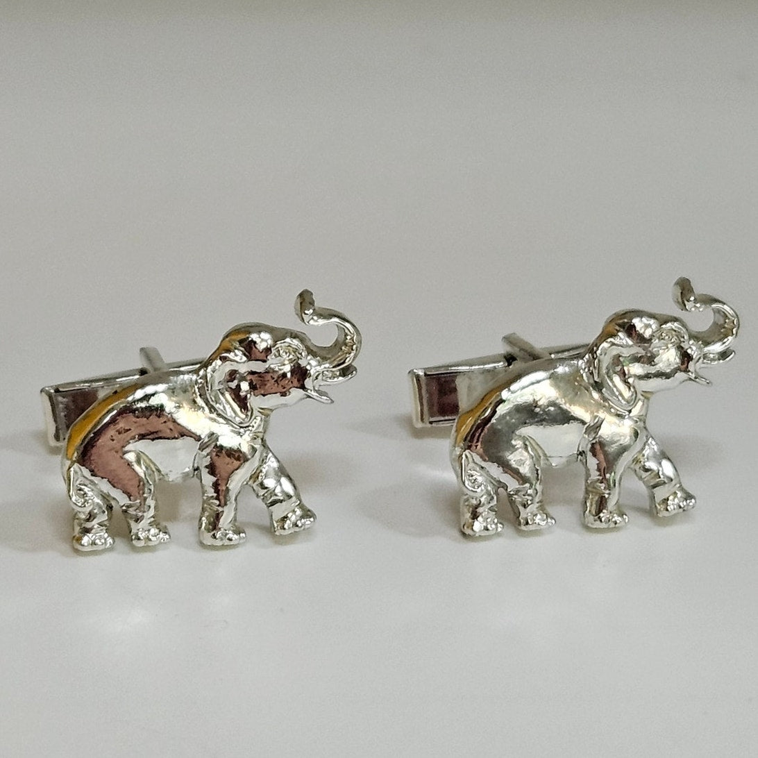 MCM Silver Tone Elephant Cufflinks