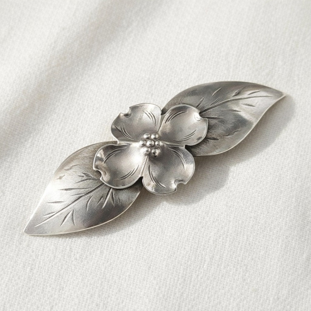 1940s Stuart Nye Sterling Silver Dogwood Brooch